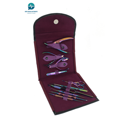 Set de Herramientas de Manicura y Podología de Acero Titanium de Habibi: Colección Completa CT 124