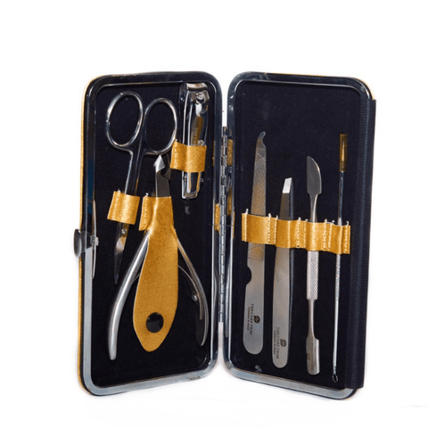 Kit de Belleza Personal de Acero Plateado por Habibi: Herramientas de Aseo Completas con Bolsa CT 126
