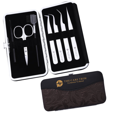 Kit de Herramientas para Aplicación de Pestañas de Acero Plateado de Habibi: Incluye Bolsa Premium CT 132